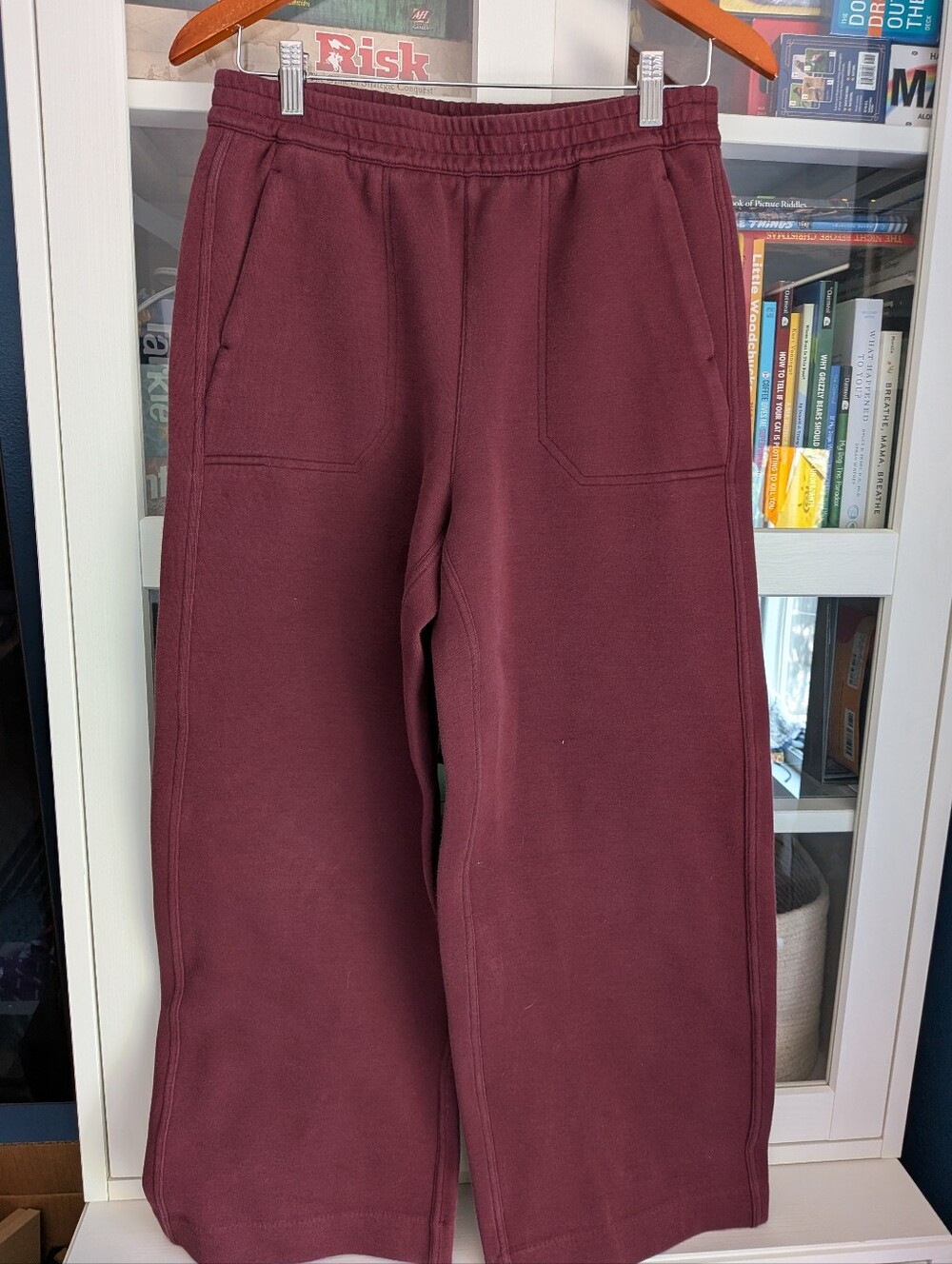 Banana Republic Factory Wide Leg High Rise Pants Wine Burgundy Small Tall ST